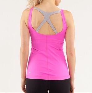 lululemon athletica Pink Tank Top with Gray Strappy Back